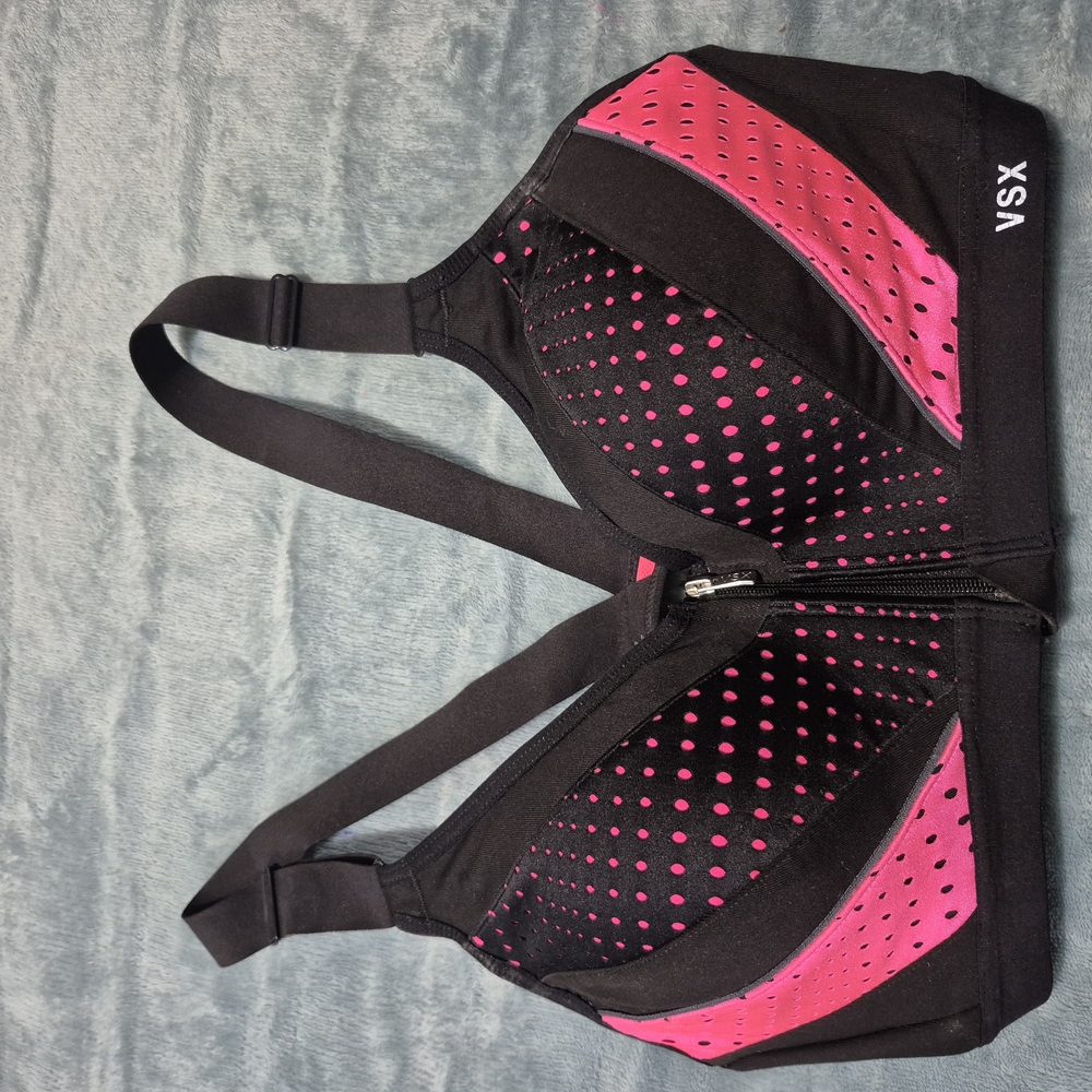VSX Black and Pink Sports Bra with Mesh Ventilation